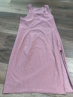 Fabletics Heathered Dusty Rose Razorback Tank Top Maxi Dress Stretchy Athletic